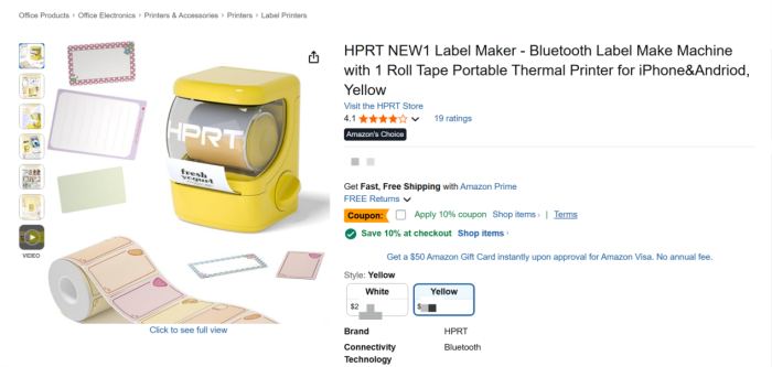 Amazonin listauksen otsikko