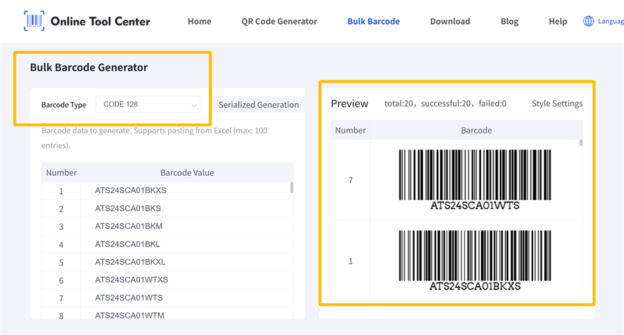 bulk barcode generator Bulk viivakoodi generaattori