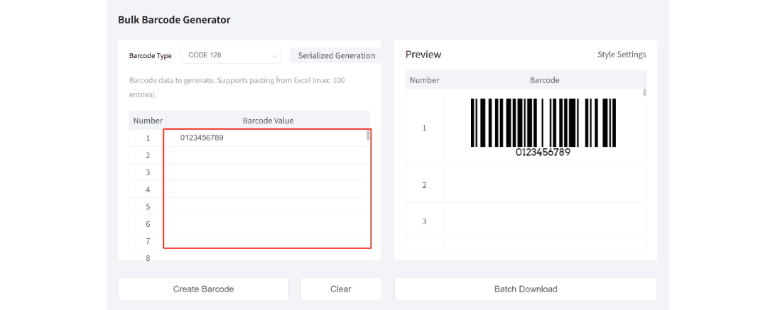 bulk barcode generation.gif joukkoviivakoodin generaatio.gif