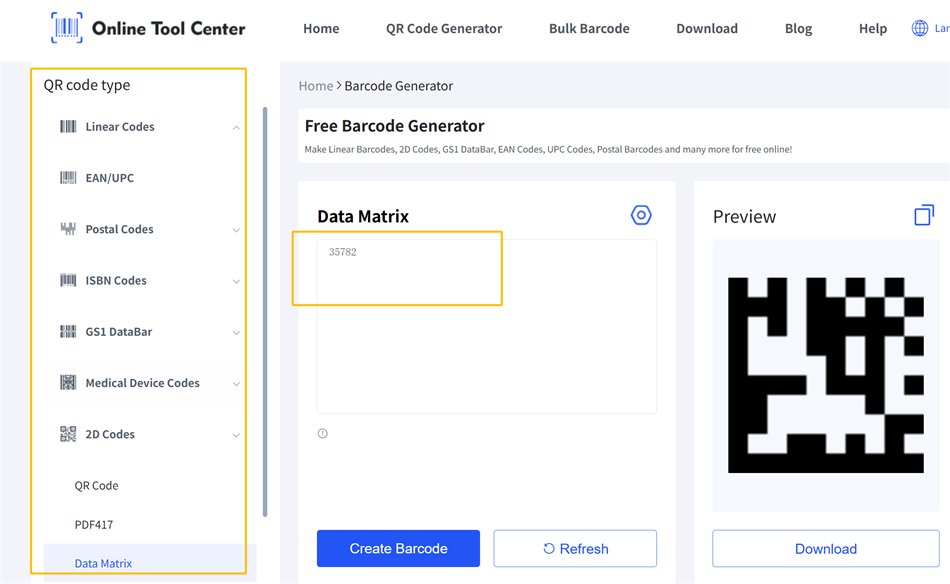 DataMatrix code generator DataMatrix-koodingeneraattori