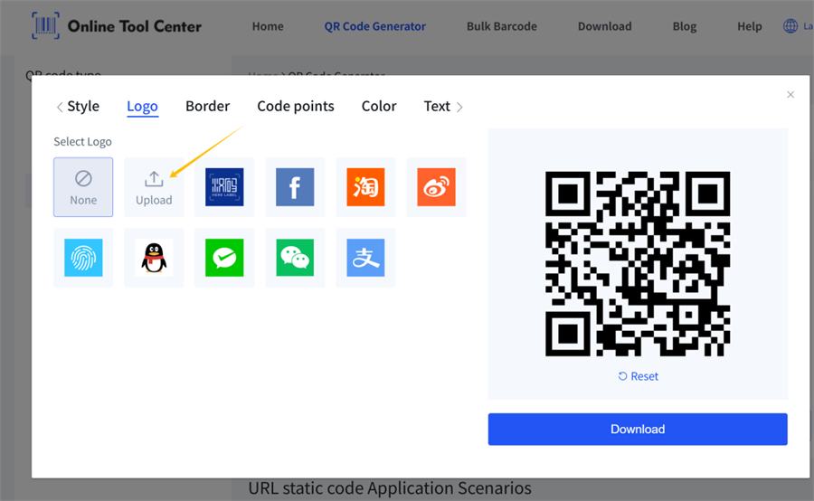 ladata logo QR koodi generaattori
