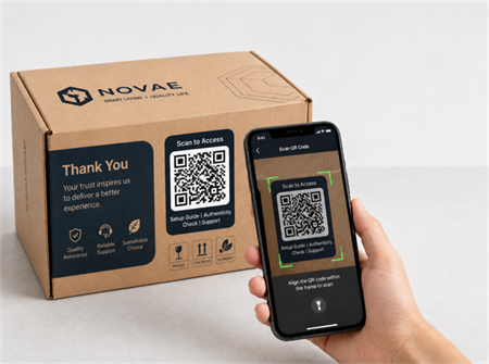 skannaa QR-koodi pakkauslaatikossa